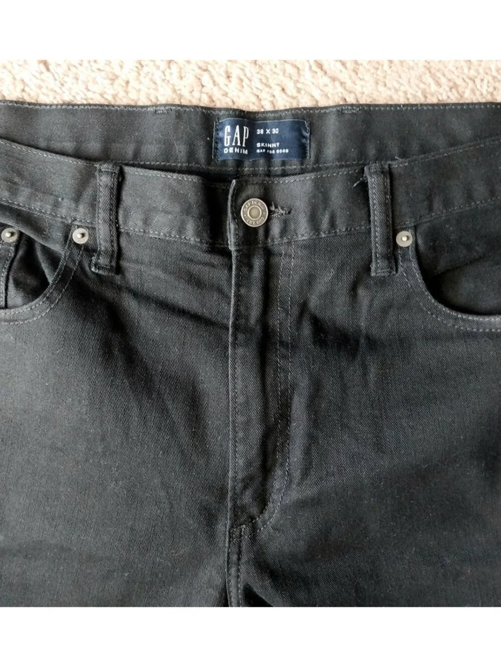 GAP Mens Skinny Jean Black Casual Stretch 38X30 Excellent Condition